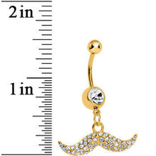 将图片加载到图库查看器，Gold Plated Crystalline Gem Paved Mustache Belly Ring
