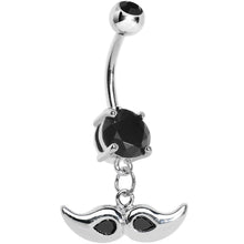 将图片加载到图库查看器，Black Double Gem Mustache Belly Ring
