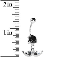 将图片加载到图库查看器，Black Double Gem Mustache Belly Ring
