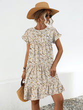 Load image into Gallery viewer, Floral Round Neck Short Sleeve Dress Elegant &amp; Effortless Everyday Style Women Dress
