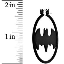 Load image into Gallery viewer, Black Matte Logo Batman Hoop Earrings
