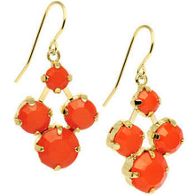 Load image into Gallery viewer, Orange Neon Stone Gold Tone Sunshine Chandelier Earrings
