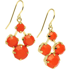 Load image into Gallery viewer, Orange Neon Stone Gold Tone Sunshine Chandelier Earrings
