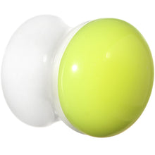Load image into Gallery viewer, 1/2 White Neon Yellow Acrylic Saddle Plug
