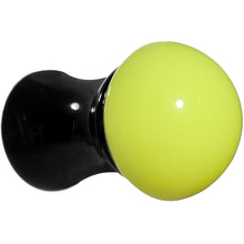 Load image into Gallery viewer, 2G Black Neon Yellow Acrylic Saddle Plug
