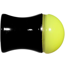 Load image into Gallery viewer, 0G Black Neon Yellow Acrylic Saddle Plug
