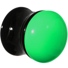 Load image into Gallery viewer, 1/2 Black Neon Green Acrylic Saddle Plug
