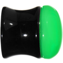 Load image into Gallery viewer, 1/2 Black Neon Green Acrylic Saddle Plug
