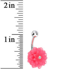 Load image into Gallery viewer, Crystalline Gem Pink Neon Carnation Belly Ring

