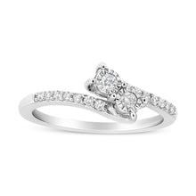 Load image into Gallery viewer, 10K White Gold 1/4 Cttw Miracle Set Round Cut Diamond Two-Stone Ring (H-I Color, I2 Clarity) - Size 7
