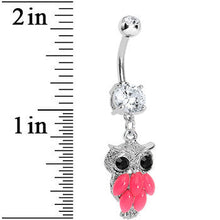 Load image into Gallery viewer, Crystalline Gem Pink Neon Owl Dangle Belly Ring
