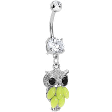 将图片加载到图库查看器，Crystalline Gem Yellow Neon Owl Dangle Belly Ring
