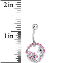将图片加载到图库查看器，Pink Gem Paved Preening Peacock Belly Ring
