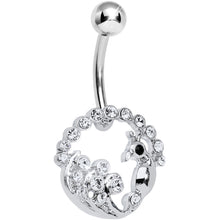 将图片加载到图库查看器，Crystalline Gem Paved Preening Peacock Belly Ring
