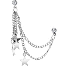 Load image into Gallery viewer, Clear Gem 3 Star Double Chain Ear to Cartilage Stud Earrings
