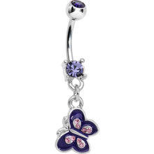 Load image into Gallery viewer, Tanzanite Gem Flight of the Purple Butterfly Dangle Belly Ring
