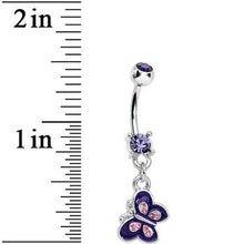 Load image into Gallery viewer, Tanzanite Gem Flight of the Purple Butterfly Dangle Belly Ring
