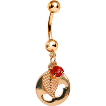 将图片加载到图库查看器，Red Gem Rose Gold Dove Bird Apple Dangle Belly Ring
