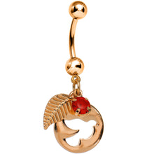 将图片加载到图库查看器，Red Gem Rose Gold Dove Bird Apple Dangle Belly Ring
