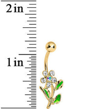 Load image into Gallery viewer, Crystalline Gem Aurora Flower Gold Plated Belly Ring
