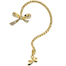 将图片加载到图库查看器，Gold Tone Bowtie Wrap Ear Cuff Stud Earring
