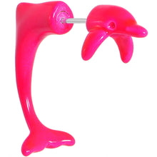 Load image into Gallery viewer, Pink Acrylic Leaping Dolphin Fake Taper Ear Plug
