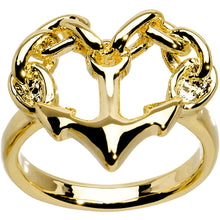 将图片加载到图库查看器，Gold Tone Nautical Anchor Ring - Size 7
