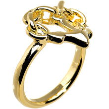 将图片加载到图库查看器，Gold Tone Nautical Anchor Ring - Size 7
