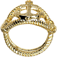 将图片加载到图库查看器，Gold Tone Nautical Anchor with Rope Ring - Size 7
