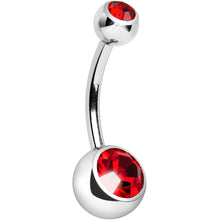 将图片加载到图库查看器，Internally Threaded Red Double Gem Belly Ring 11mm

