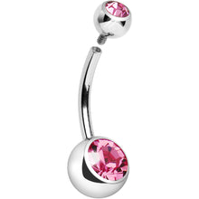 将图片加载到图库查看器，Internally Threaded Pink Double Gem Belly Ring 11mm
