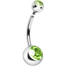 将图片加载到图库查看器，Internally Threaded Green Double Gem Belly Ring 11mm

