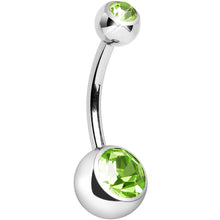 将图片加载到图库查看器，Internally Threaded Green Double Gem Belly Ring 11mm
