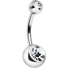 Load image into Gallery viewer, Internally Threaded Clear Double Gem Belly Ring 10mm
