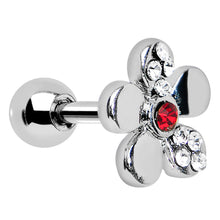Load image into Gallery viewer, Red Crystalline Gem Bright Flower Cartilage Earring
