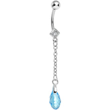 将图片加载到图库查看器，Chic Aqua Gem Chain Dangle Belly Ring
