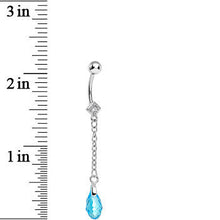将图片加载到图库查看器，Chic Aqua Gem Chain Dangle Belly Ring
