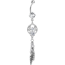 将图片加载到图库查看器，Enchanting Clear Gem Dangle Dreamcatcher Belly Ring
