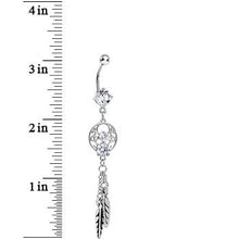 将图片加载到图库查看器，Enchanting Clear Gem Dangle Dreamcatcher Belly Ring
