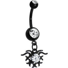 Load image into Gallery viewer, Black Clear Gem Wicked Thorns Dangle Belly Ring

