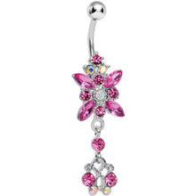 将图片加载到图库查看器，Pink Gem Dazzling Dangle Chandelier Belly Ring
