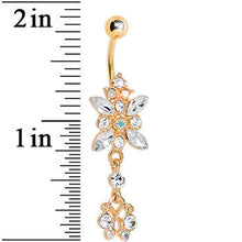 Load image into Gallery viewer, Gold Plated Clear Gem Dazzling Dangle Chandelier Belly Ring
