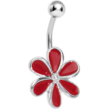 将图片加载到图库查看器，Red Gem Fancy Flower Belly Button Ring
