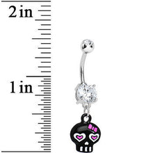 将图片加载到图库查看器，Clear Double Gem Lovely Rebel Skull Drop Belly Ring
