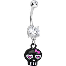 将图片加载到图库查看器，Clear Double Gem Lovely Rebel Skull Drop Belly Ring
