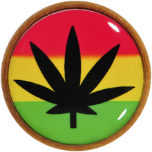 Load image into Gallery viewer, 20mm Organic Sandalwood Rasta Pot Leaf Saddle Plug
