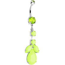 Load image into Gallery viewer, Light Green Gem Neon Leaf Vine Dangle Belly Ring
