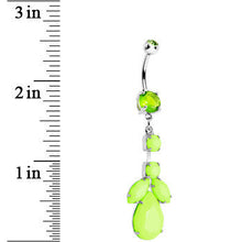Load image into Gallery viewer, Light Green Gem Neon Leaf Vine Dangle Belly Ring
