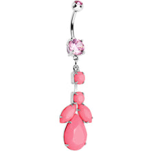 将图片加载到图库查看器，Pink Gem Neon Leaf Vine Dangle Belly Ring

