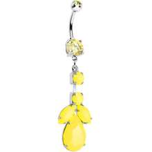 将图片加载到图库查看器，Yellow Gem Neon Leaf Vine Dangle Belly Ring
